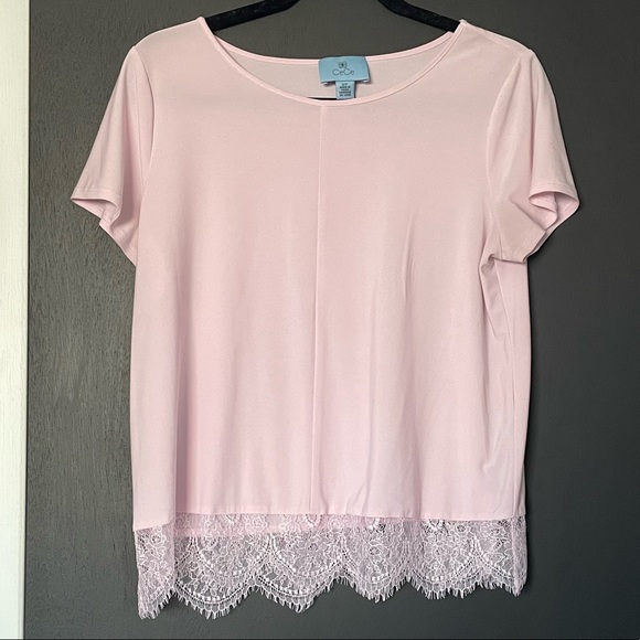 Cece Lilac Lace Trimmed T-Shirt - Size Small - Picture 1 of 3